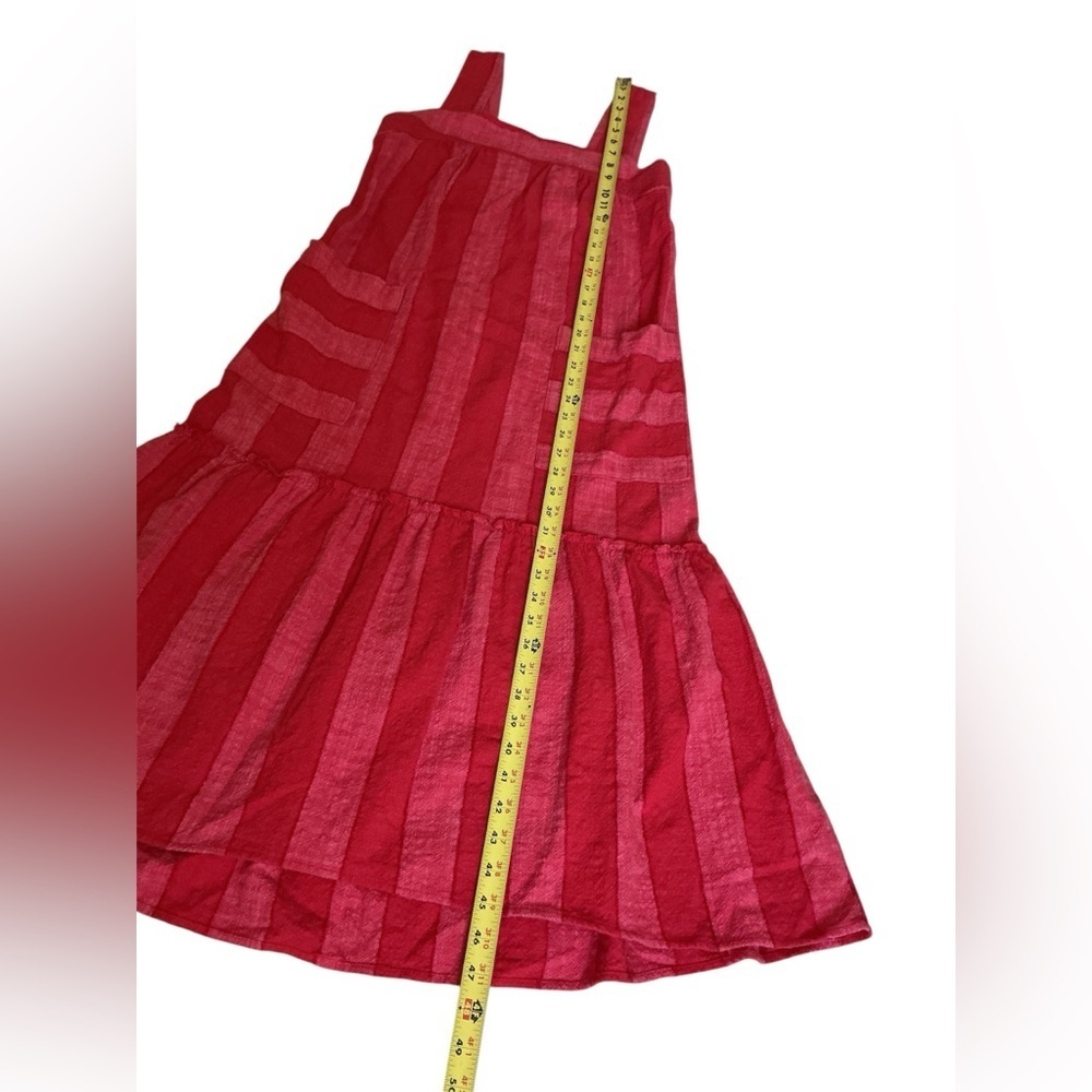 Anthropologie Maeve Women’s Dress Size Large Tonal Stripe Red Midi Paper bag SzS - Picture 10 of 14